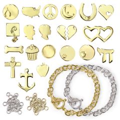 Gold Plated Charm Stamping Blanks Bundle