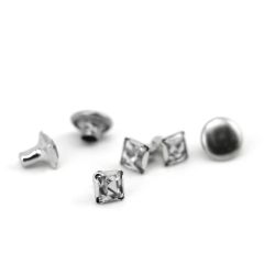 Czech Crystal Snap Rivets, Square- Crystal