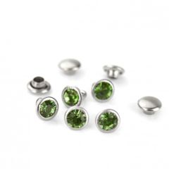 Czech Crystal Snap Rivets, Round- Emerald, 50 pack