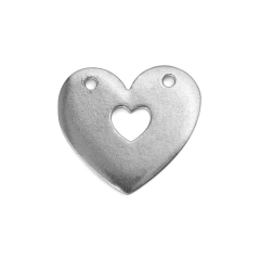 Pewter Stamping Blank, Heart w/ Heart Hole 1" x 1"