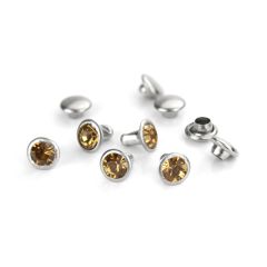 Czech Crystal Snap Rivets, Round- Topaz