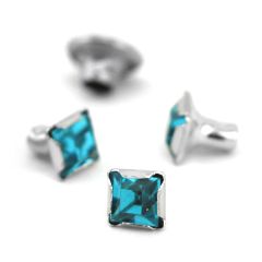 Czech Crystal Snap Rivets, Square- Zircon