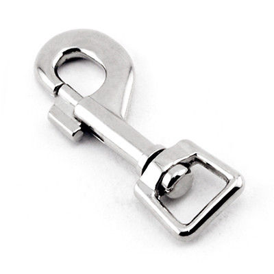 Nickel Plated, Swivel Hook Spring Clip w/ Square Eye- Key Chain Connection